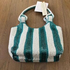 Elegant  Striped Beaded Handbag